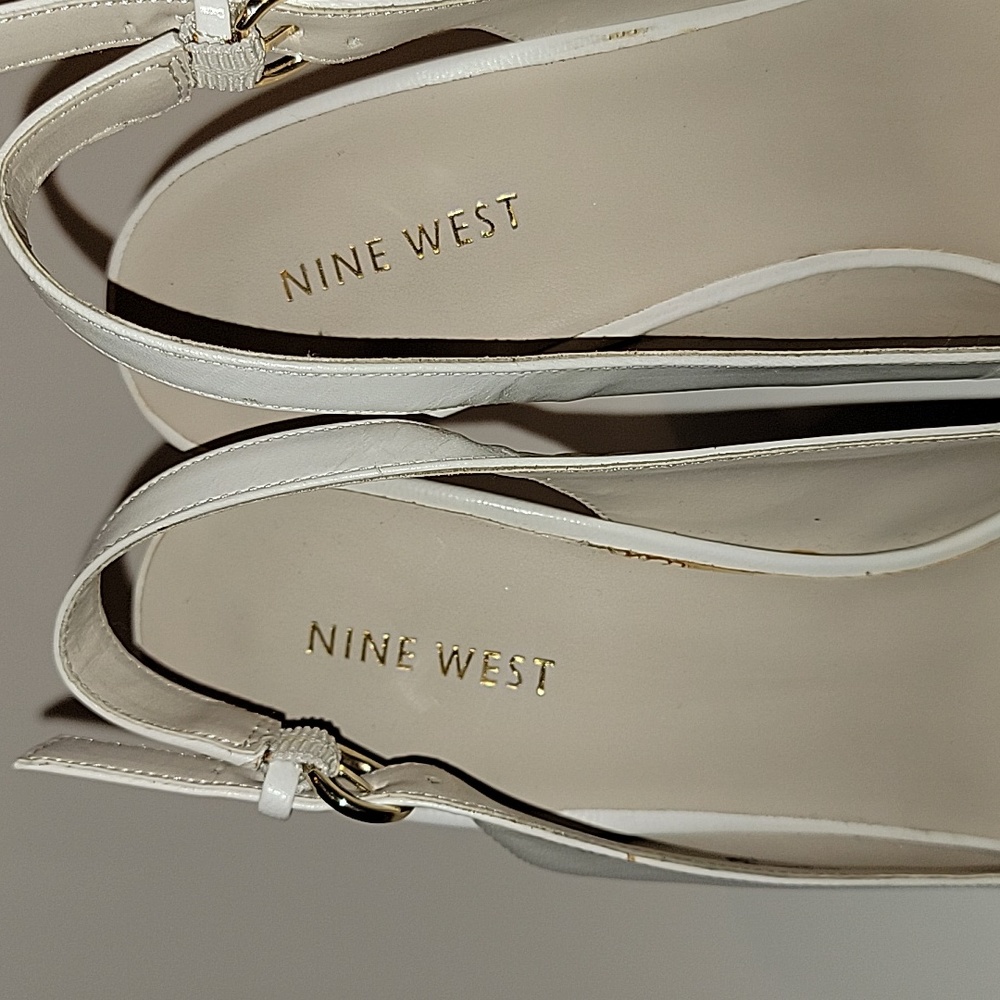 White Peep Toe Platform Slingback Heels - image 3